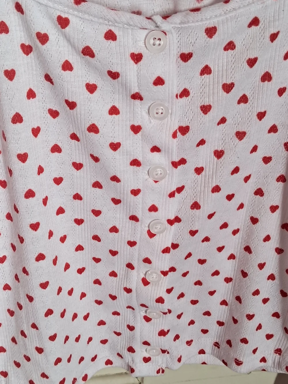 Aeropostale White Pajama Set with Red Heart Print